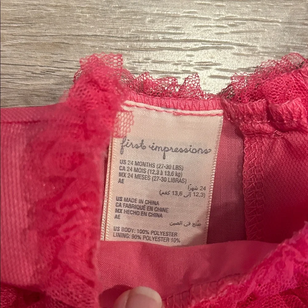 First Impressions Pink Lace/Tulle Dress Size 24 months‎